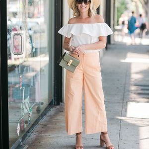 Peach wide leg crop pants